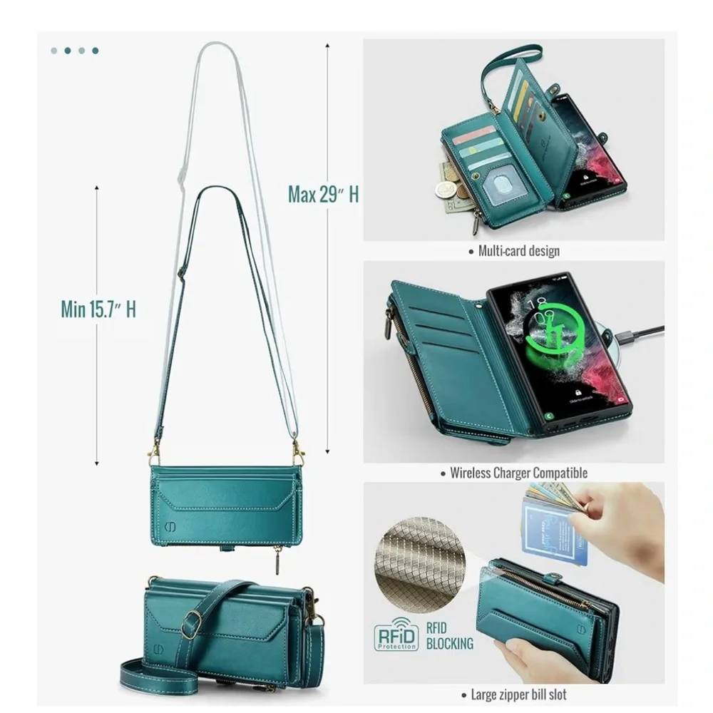 Crossbody for Samsung Galaxy S22 Ultra, Case Wallet Card Holder, Strapurs, NEW - Picture 11 of 12